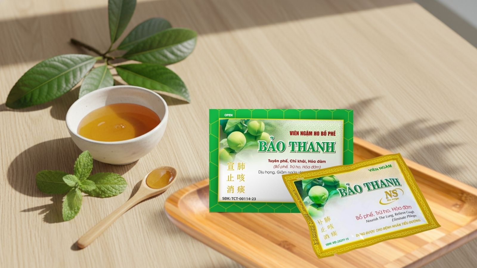 Viên ngậm Bảo Thanh có 2 loại không đường và có đường