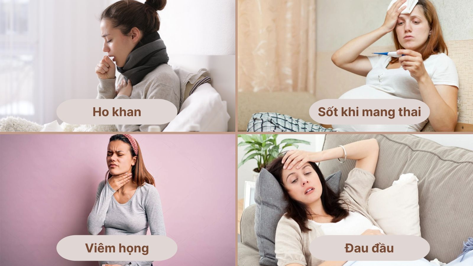 Một số dấu hiệu bà bầu bị cảm lạnh như ho khan, sốt, viêm họng,…