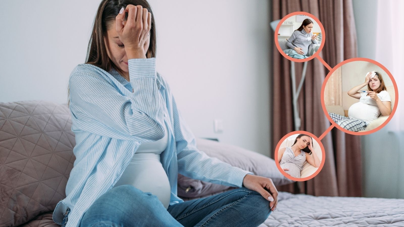 Triệu chứng thường gặp khi bà bầu bị cảm cúm gồm sốt, ho, mệt mỏi,...