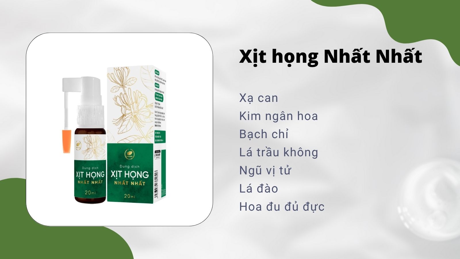 Xịt họng giảm ho Nhất Nhất sử dụng các nguyên liệu hoàn toàn tự nhiên