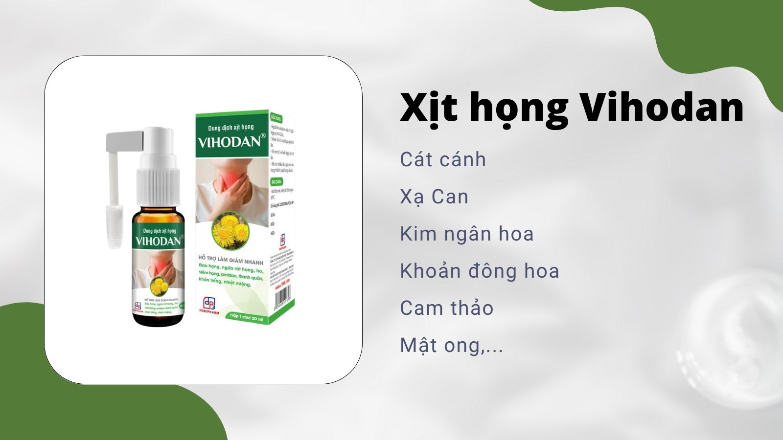 Xịt họng Vihodan hỗ trợ giảm đau họng, ngứa rát họng