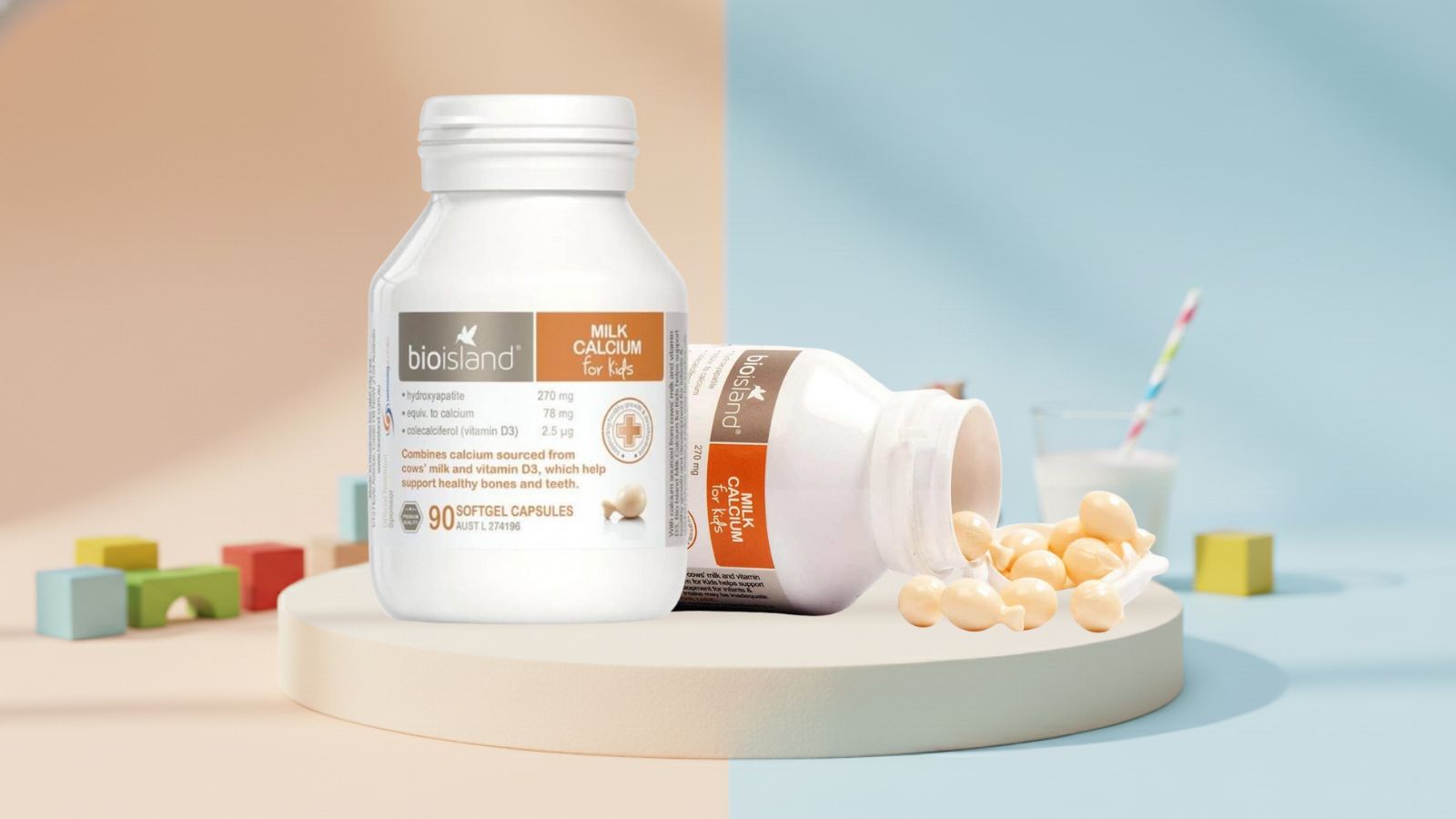 Bio Island Milk Calcium For Kid chiết xuất từ nguồn sữa b&ograve; &Uacute;c