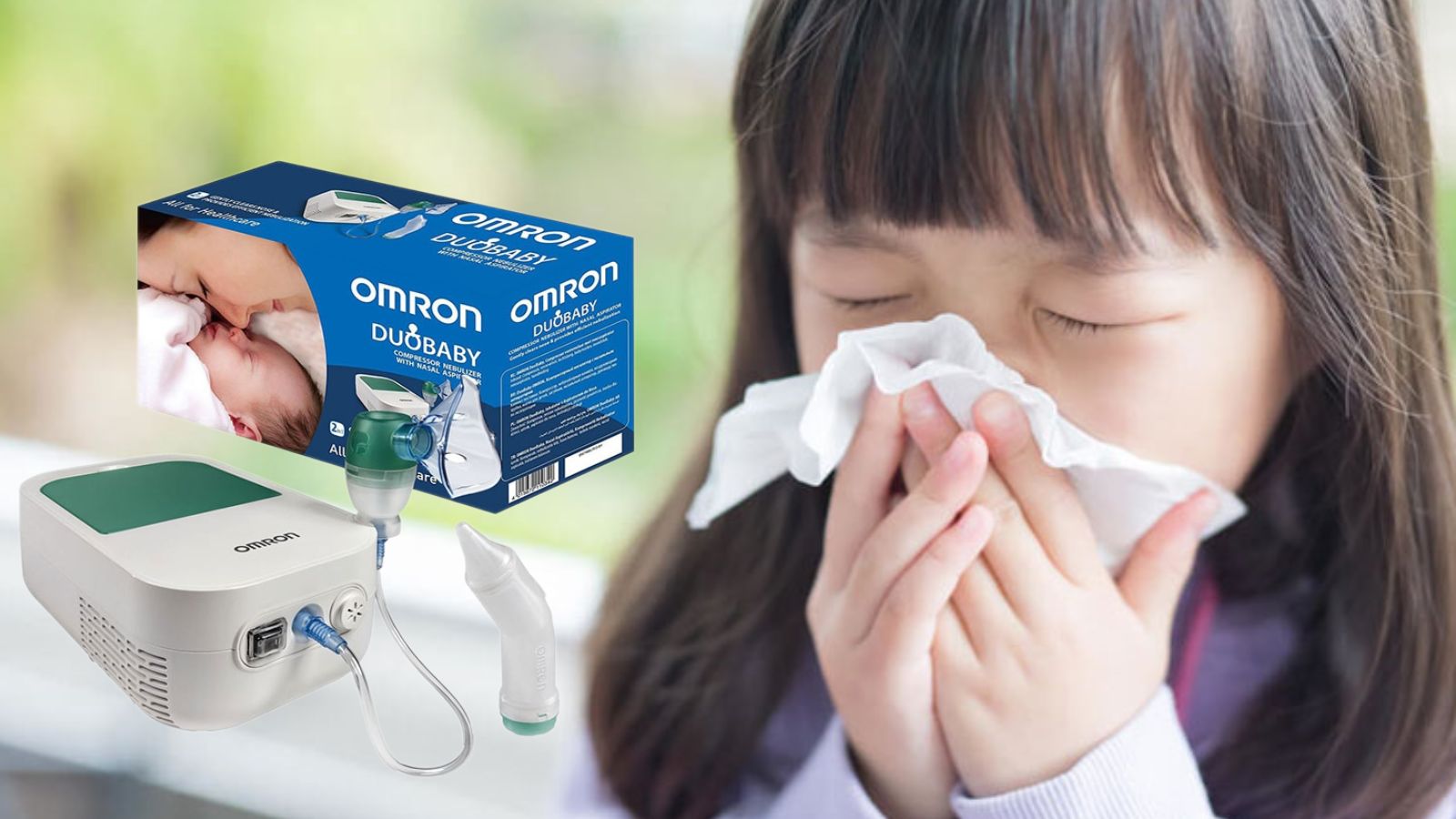 áy khí dung và hút mũi Omron DuoBaby NE-C301-AP thích hợp với gia đình có trẻ nhỏ bị hen phế quản