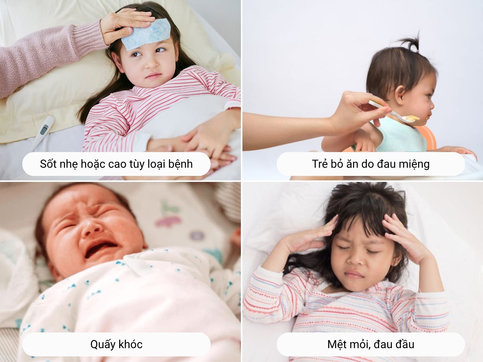 Một số triệu chứng kèm theo khi mắc thủy đậu hoặc tay chân miệng