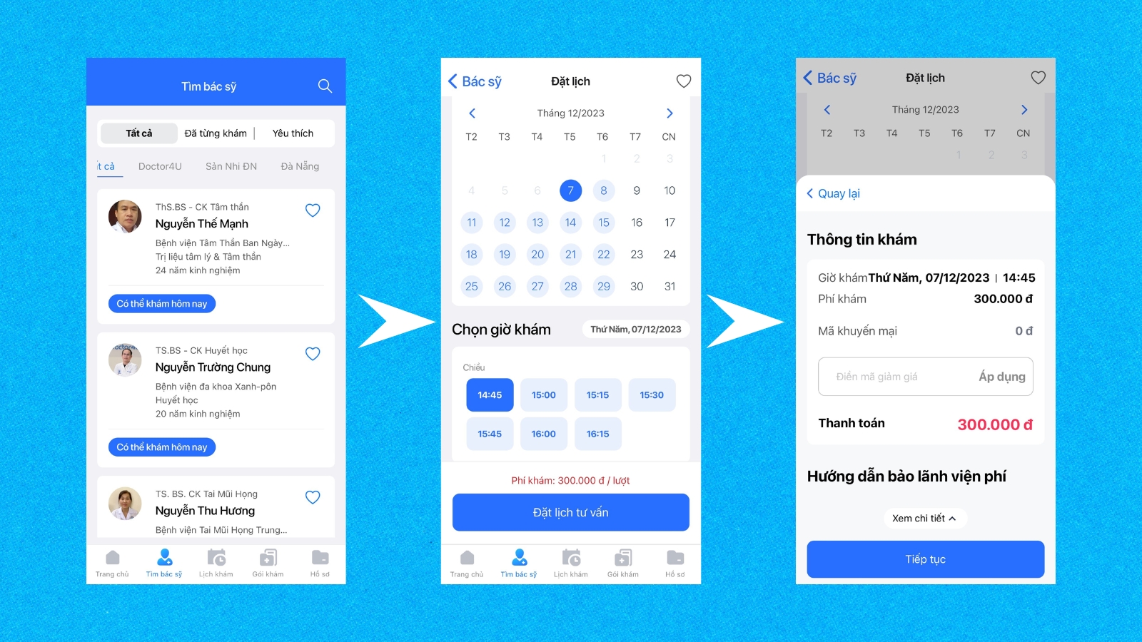 Lựa chọn Bác sĩ và đặt lịch khám với Voucher miễn phí
