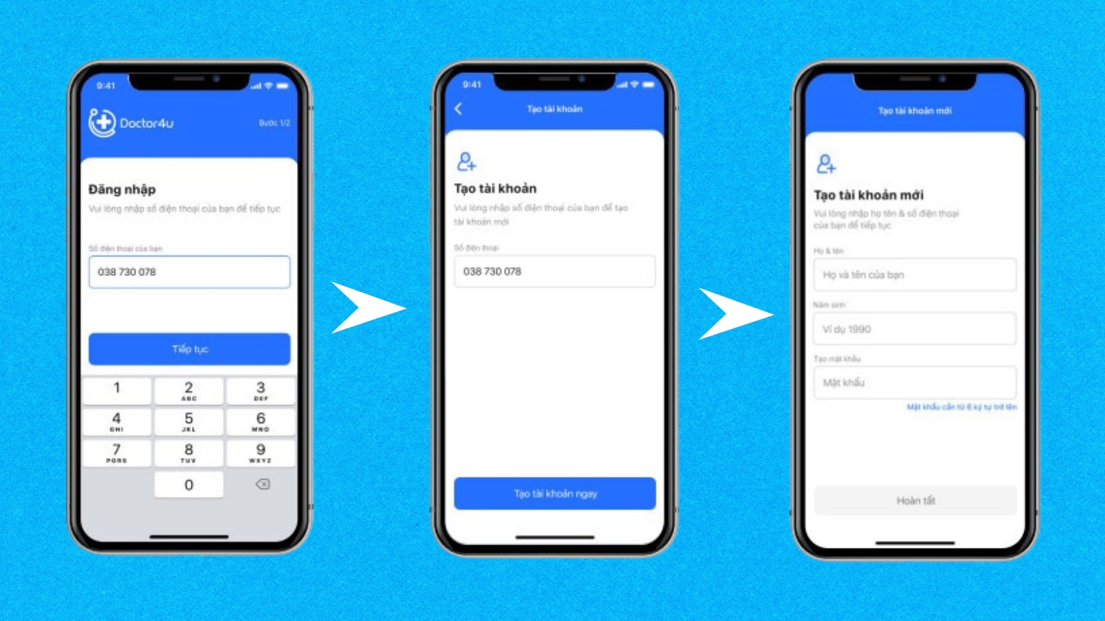 Tải app và đăng ký tài  khoản trên Doctor4U