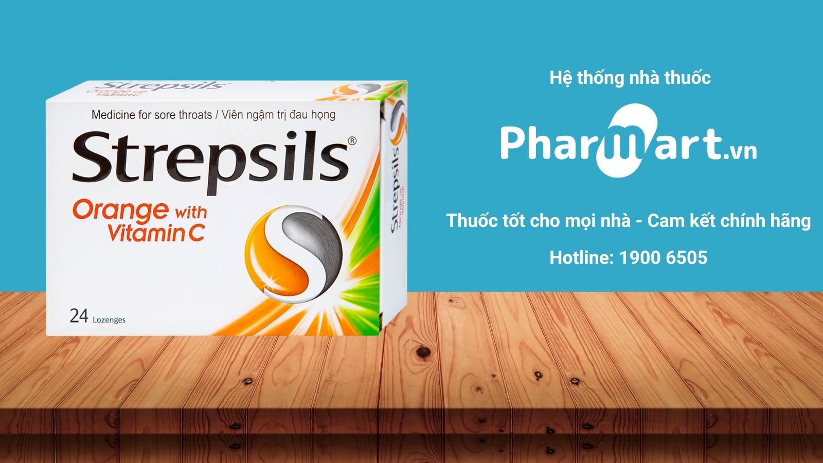 Kẹo ngậm Strepsils Orange with Vitamin C Reckitt Benckiser