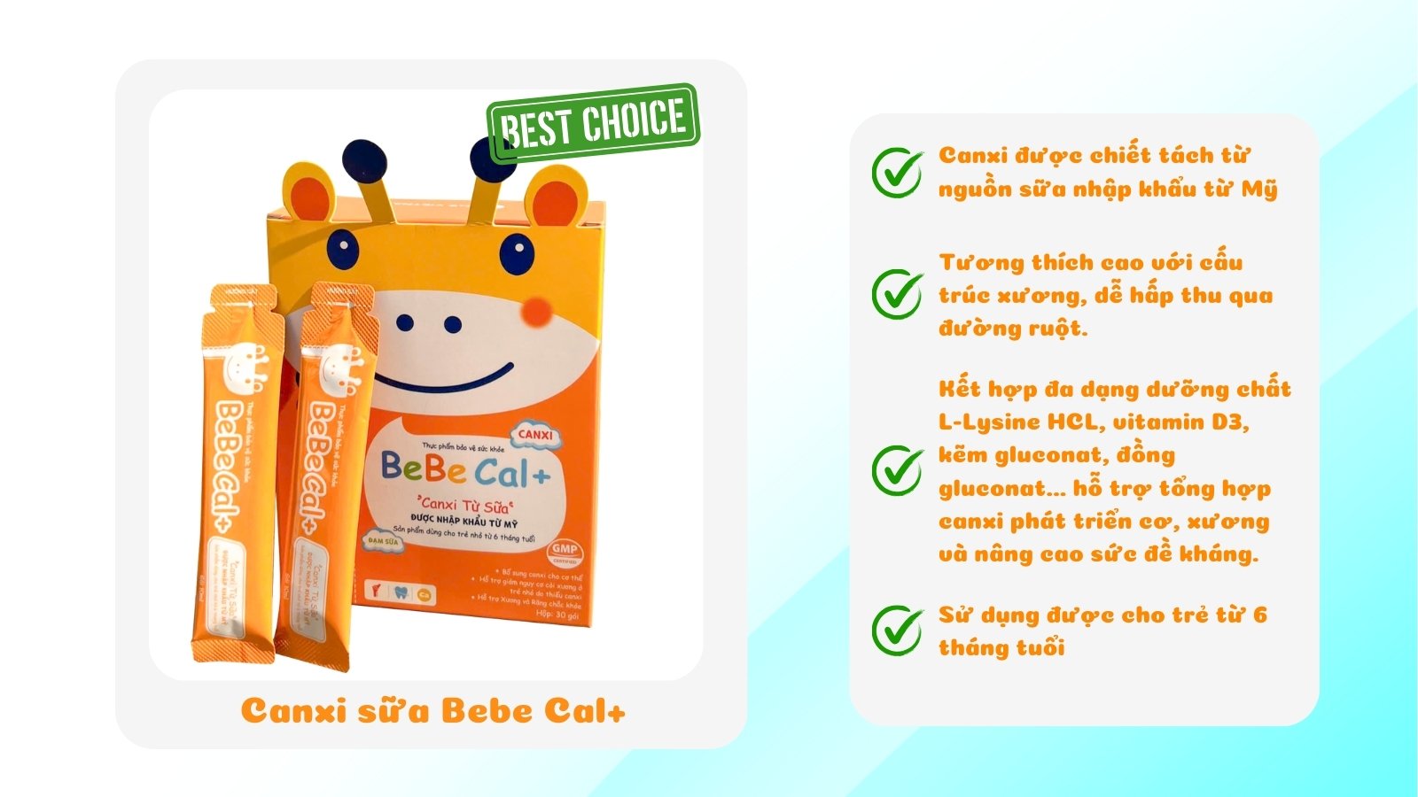 Ưu điểm nổi bật của Canxi hữu cơ cho bé Bebe Cal+