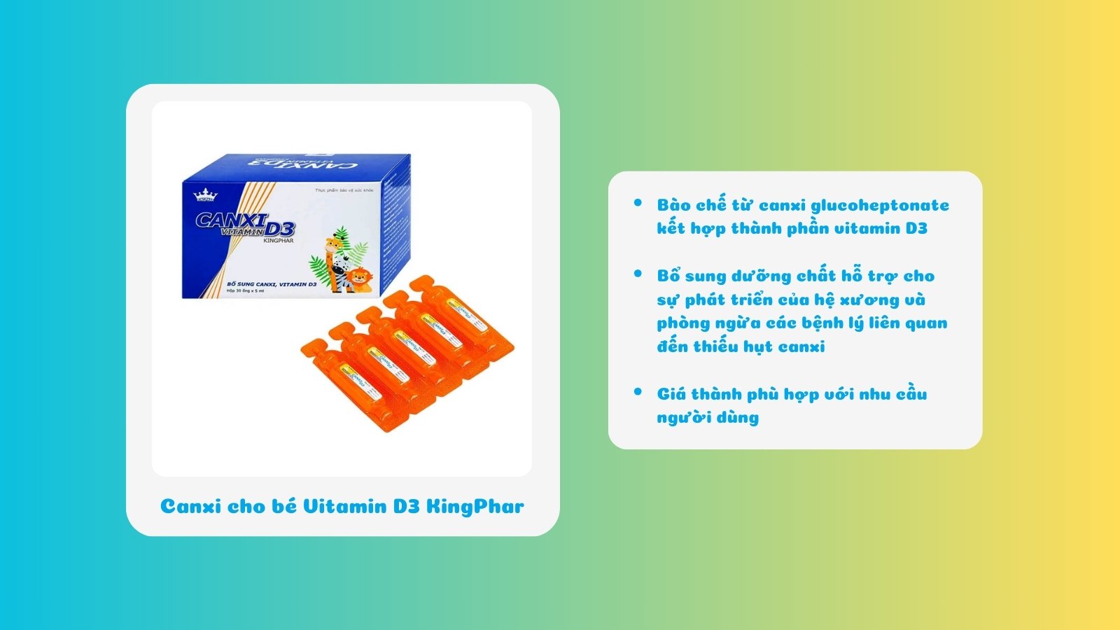 Canxi cho bé Vitamin D3 KingPhar