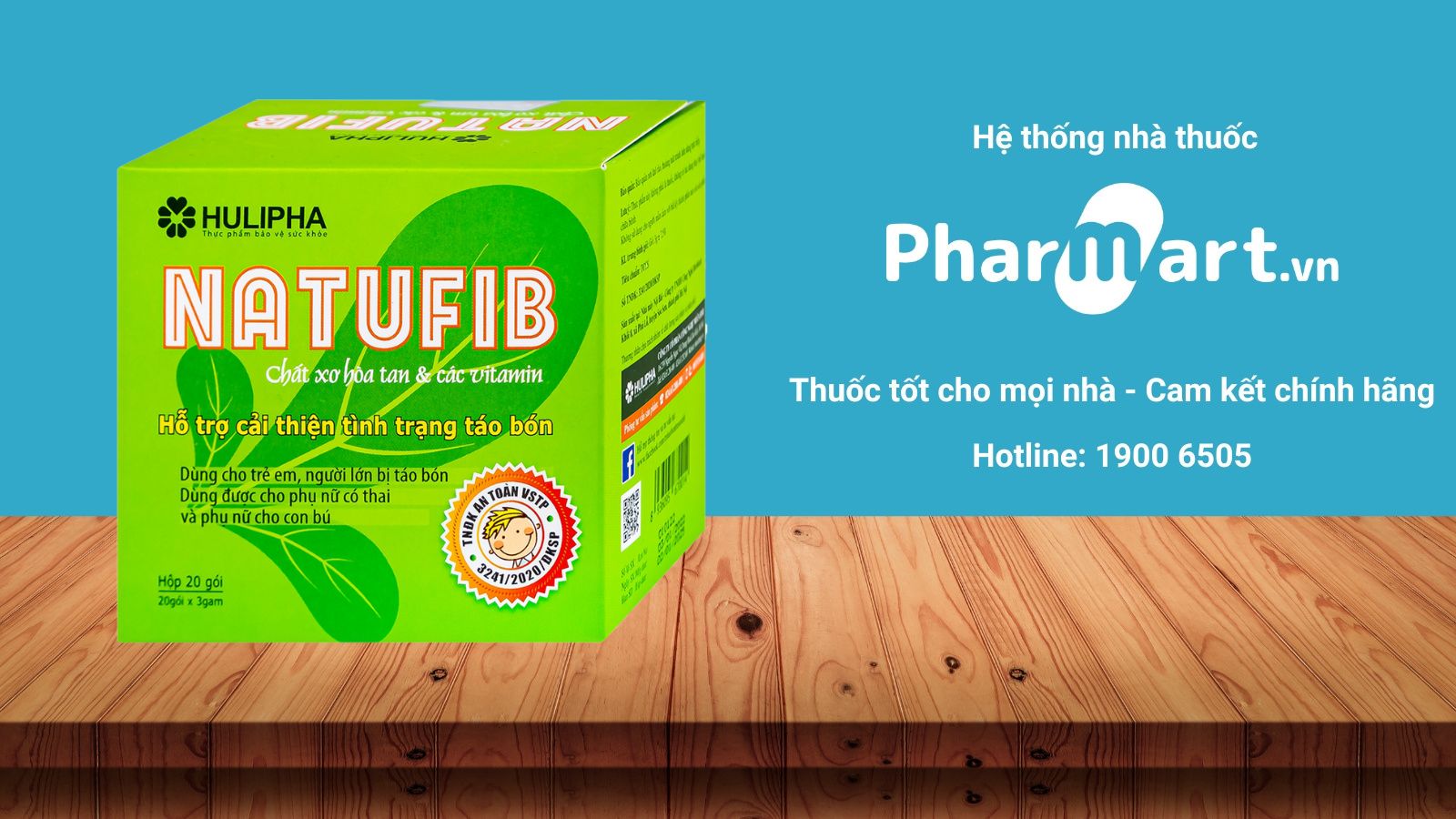 Cốm hòa tan Natufib Hulipha bổ sung chất xơ và các vitamin