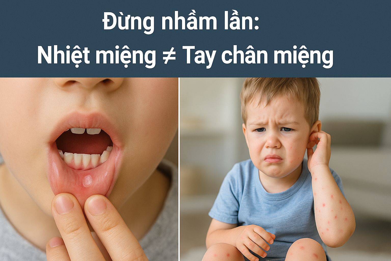 Phân biệt nhiệt miệng và tay chân miệng: Nhận biết đúng, xử lý kịp thời
