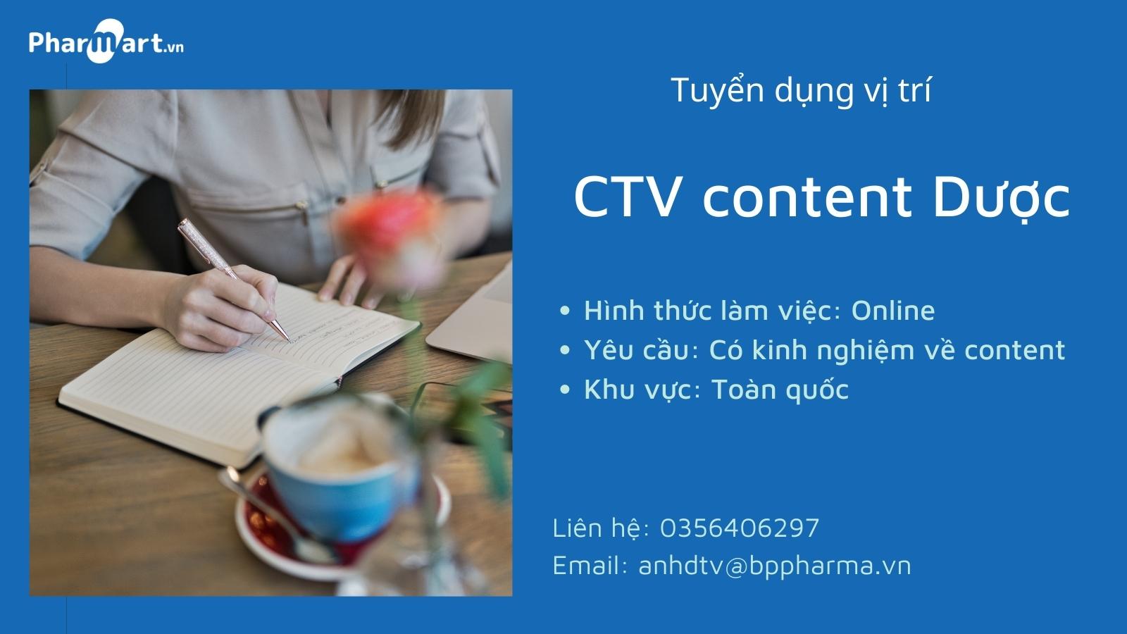 Pharmart.vn tuyển dụng vị trí CTV content Dược