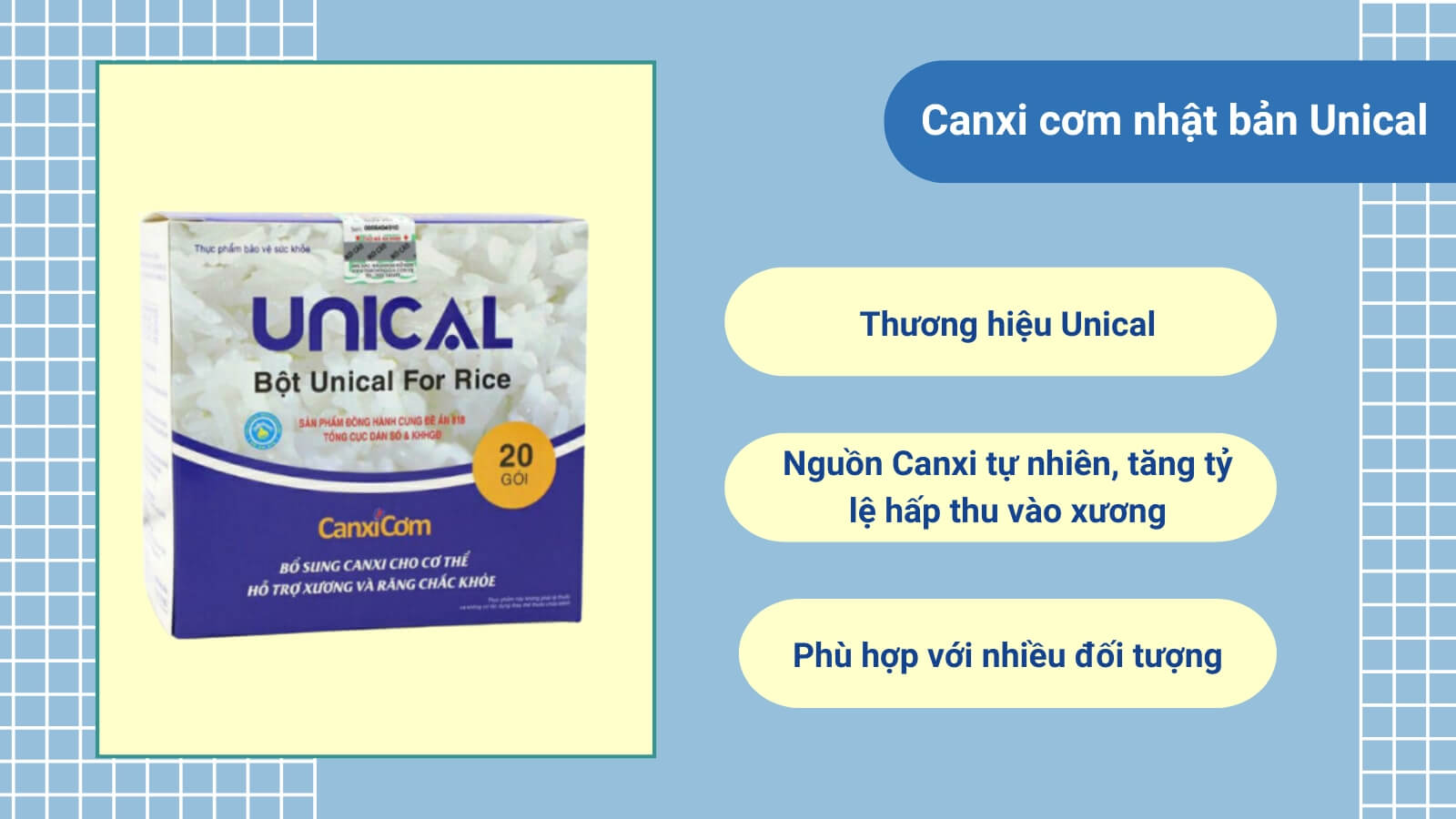 Canxi cơm nhật bản Unical có công thức phù hợp để nấu ăn