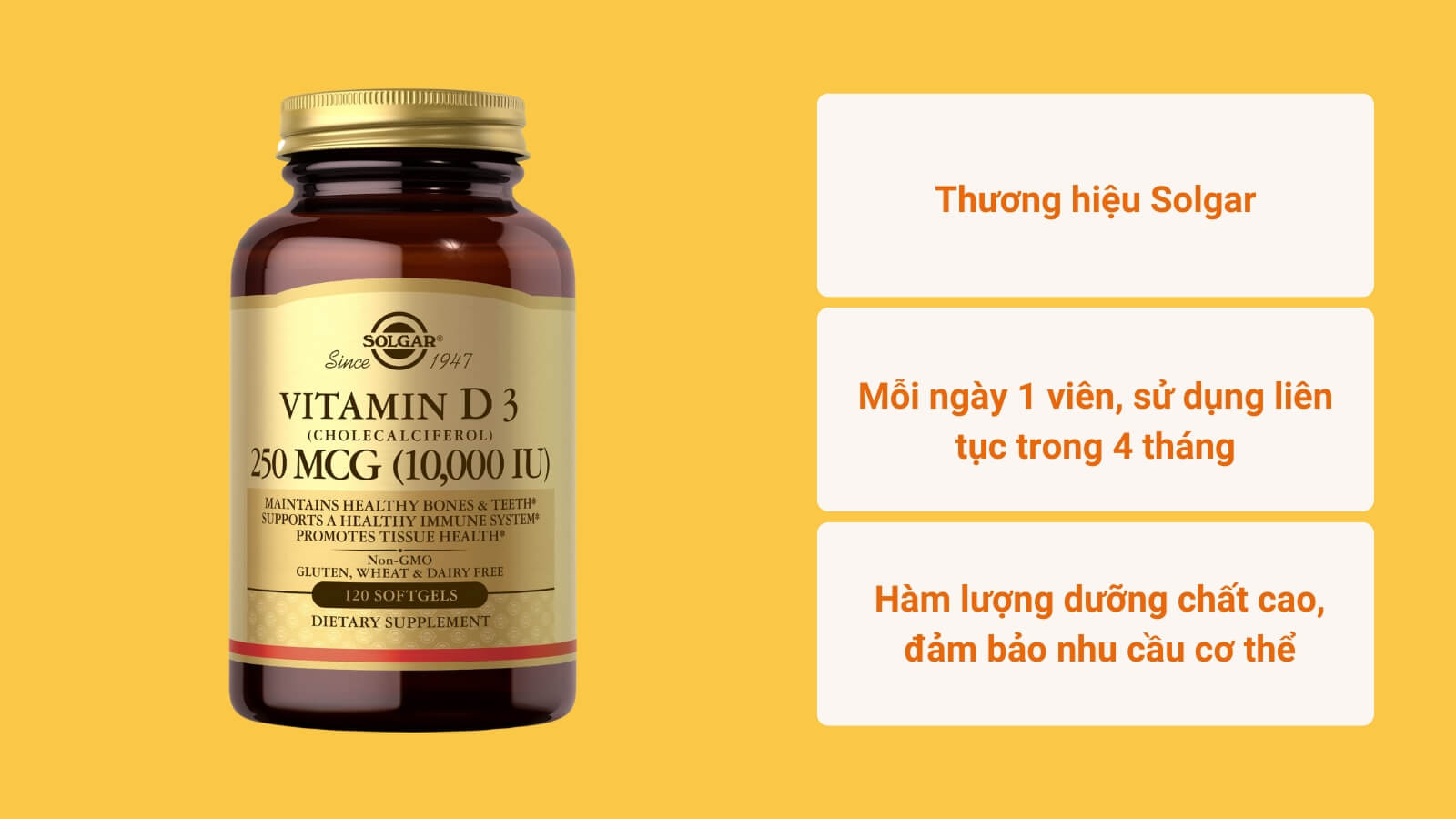 Solgar vitamin D3 được bào chế từ nguyên liệu lành tính