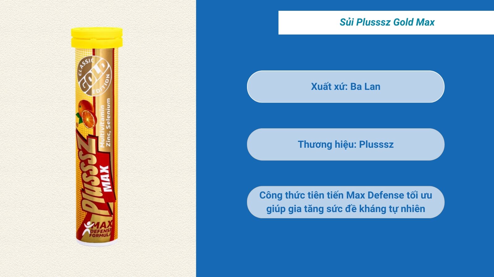 Viên sủi vitamin tổng hợp Plusssz Gold Max
