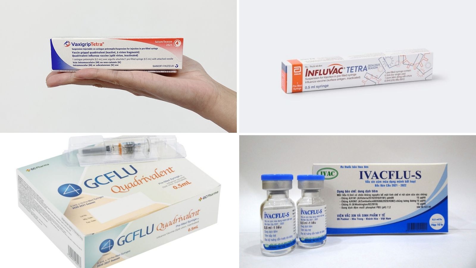 4 loại vacxin phòng cúm phổ biến nhất trên thị trường hiện nay