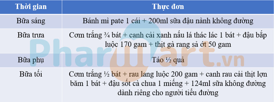 Thực đơn cho người tiểu đường mỡ máu ngày thứ 2