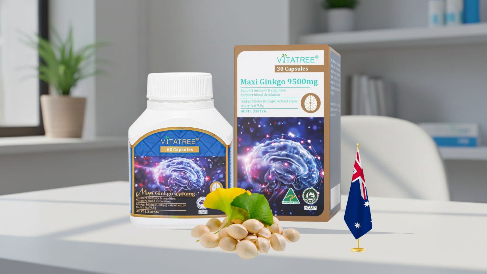 Vitatree Maxi Ginkgo 9500mg cải thiện hoạt động của não bộ