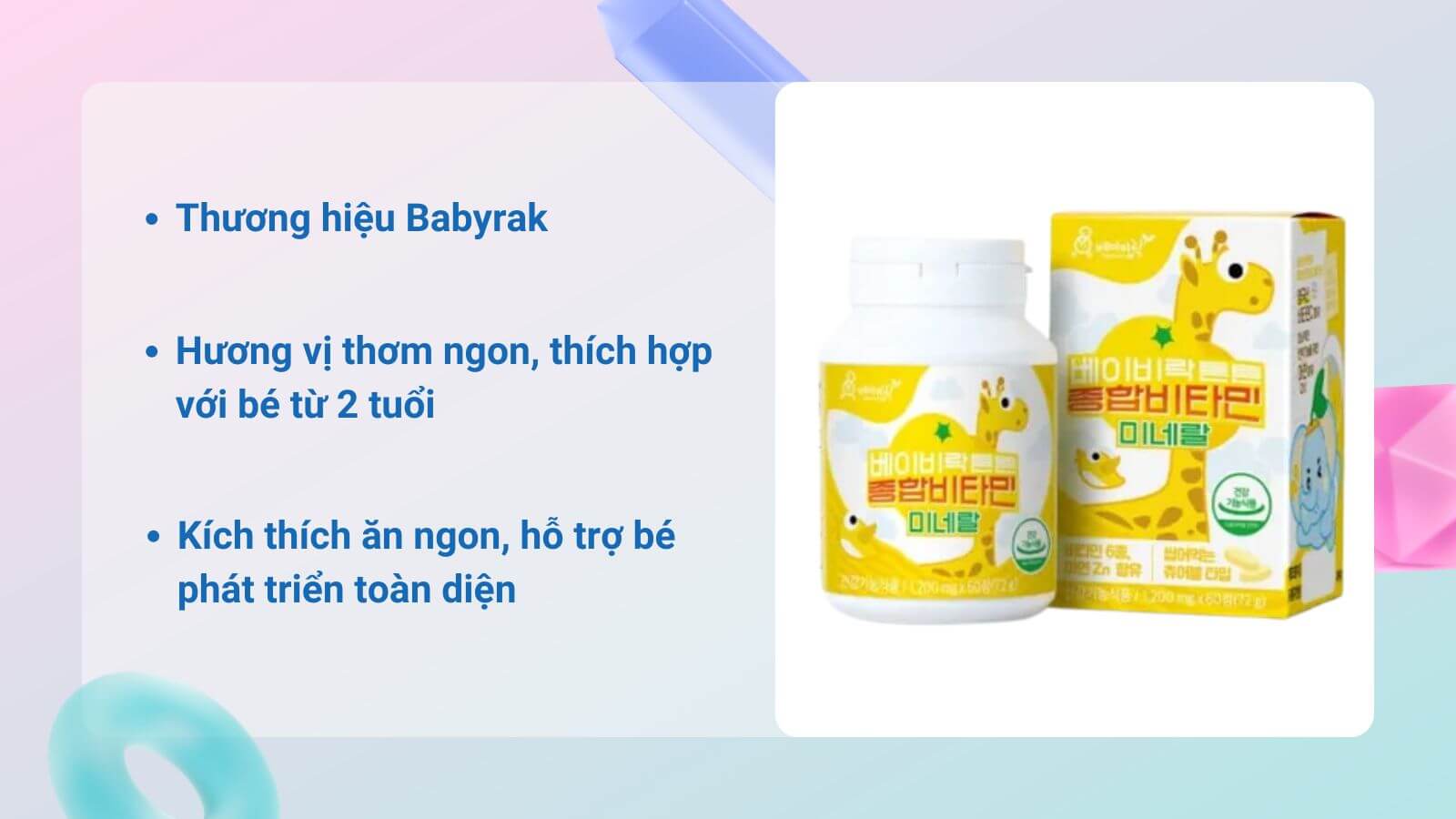 Kẹo vitamin tổng hợp Hàn Quốc cho bé BabyRak với bao bì hấp dẫn