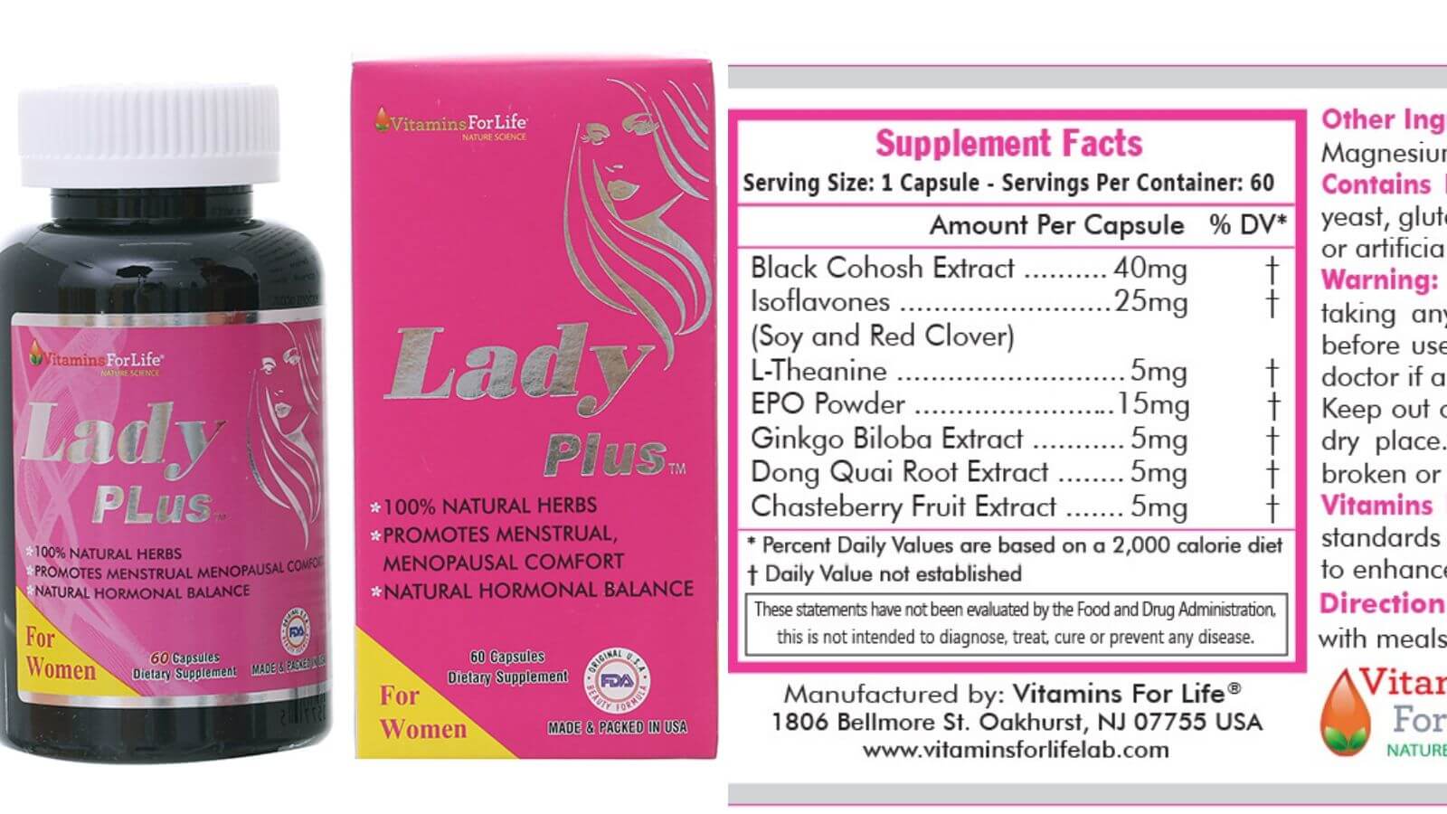 Lady Plus được sản xuất bởi thương hiệu Vitamins For Life nổi tiếng của M