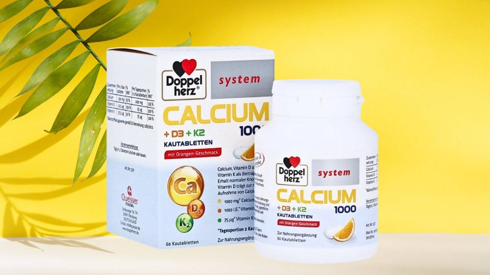 Viên nhai Doppelherz calcium D3 K2 có hương cam thơm ngon