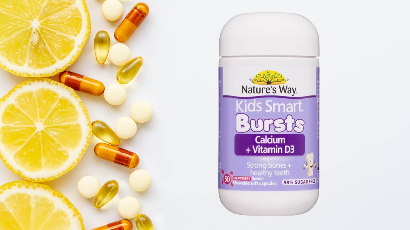 Nature’s Way Kids Smart Bursts Calcium + Vitamin D3 - Bổ sung Canxi và Vitamin D3 cho trẻ