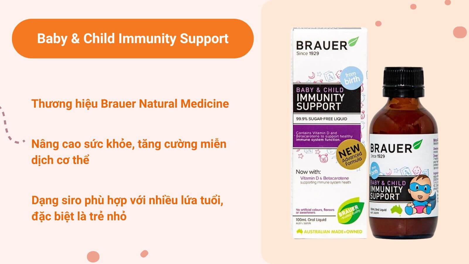 Dung dịch hỗ trợ ăn ngon Baby & Child Immunity Support 