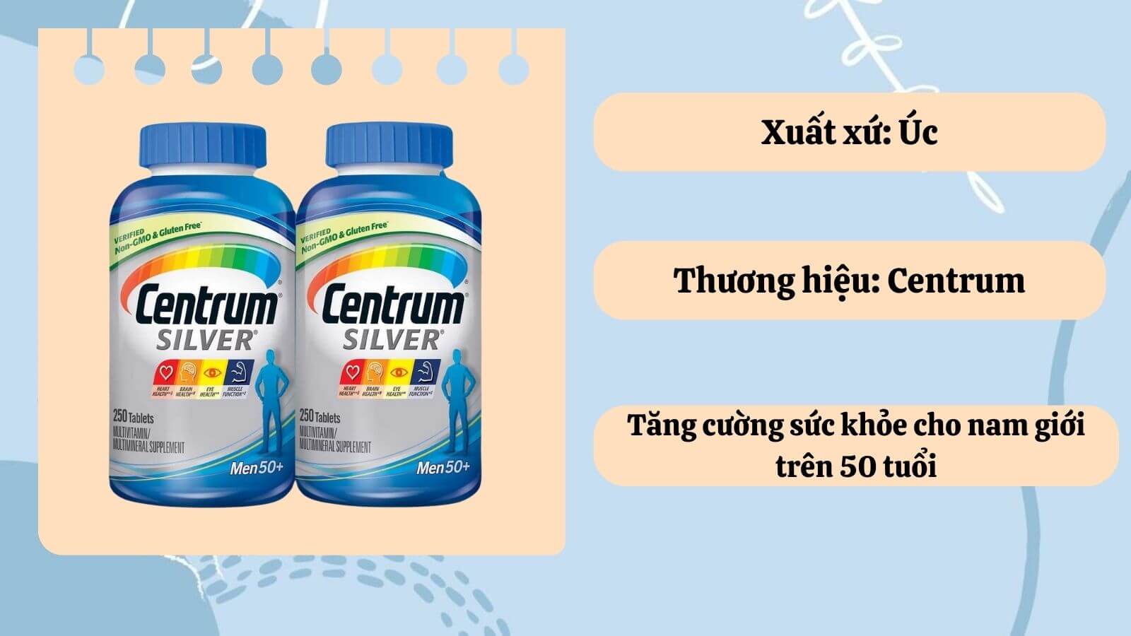 Vitamin Silver Men 50+ được phân phối độc quyền bởi Centrum