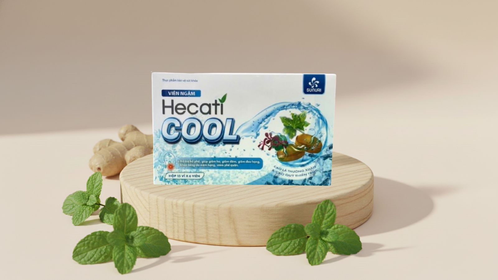 Vi&ecirc;n ngậm Hecati Cool l&agrave;m ấm họng