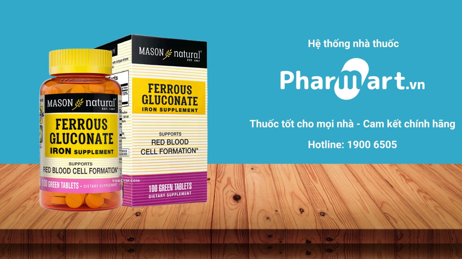 Thuốc sắt cho bà bầu Mason Natural Ferrous Gluconate