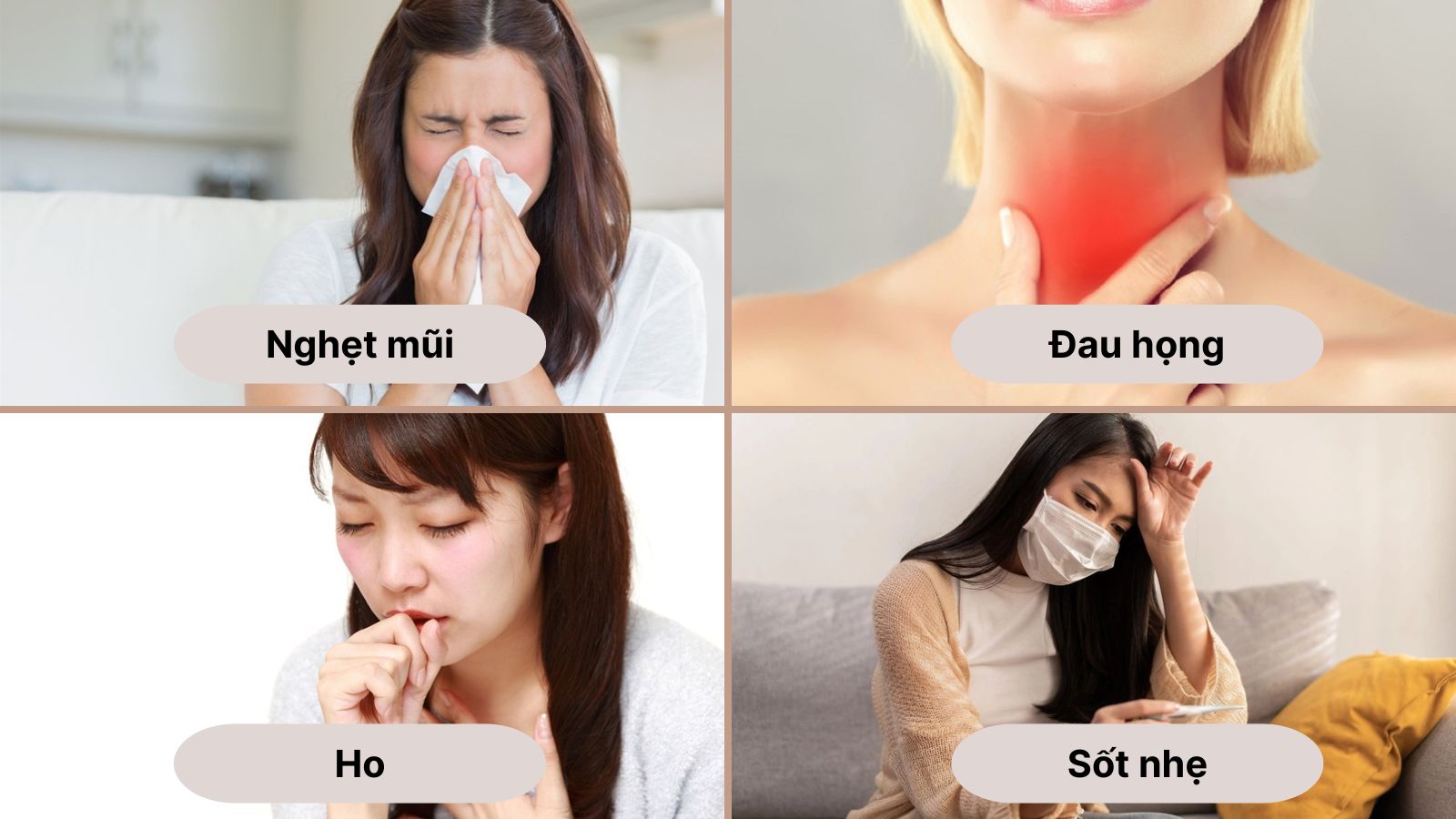 Một số triệu chứng phổ biến của cảm lạnh như hắt hơi, sổ mũi, ho, đau họng, sốt nhẹ