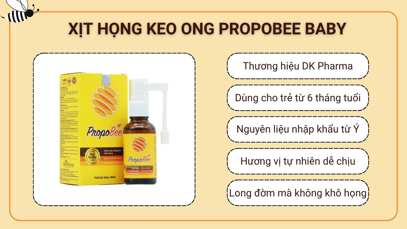 Xịt họng keo ong PropoBee Baby sử dụng nguồn nguyên liệu nhập khẩu từ Ý