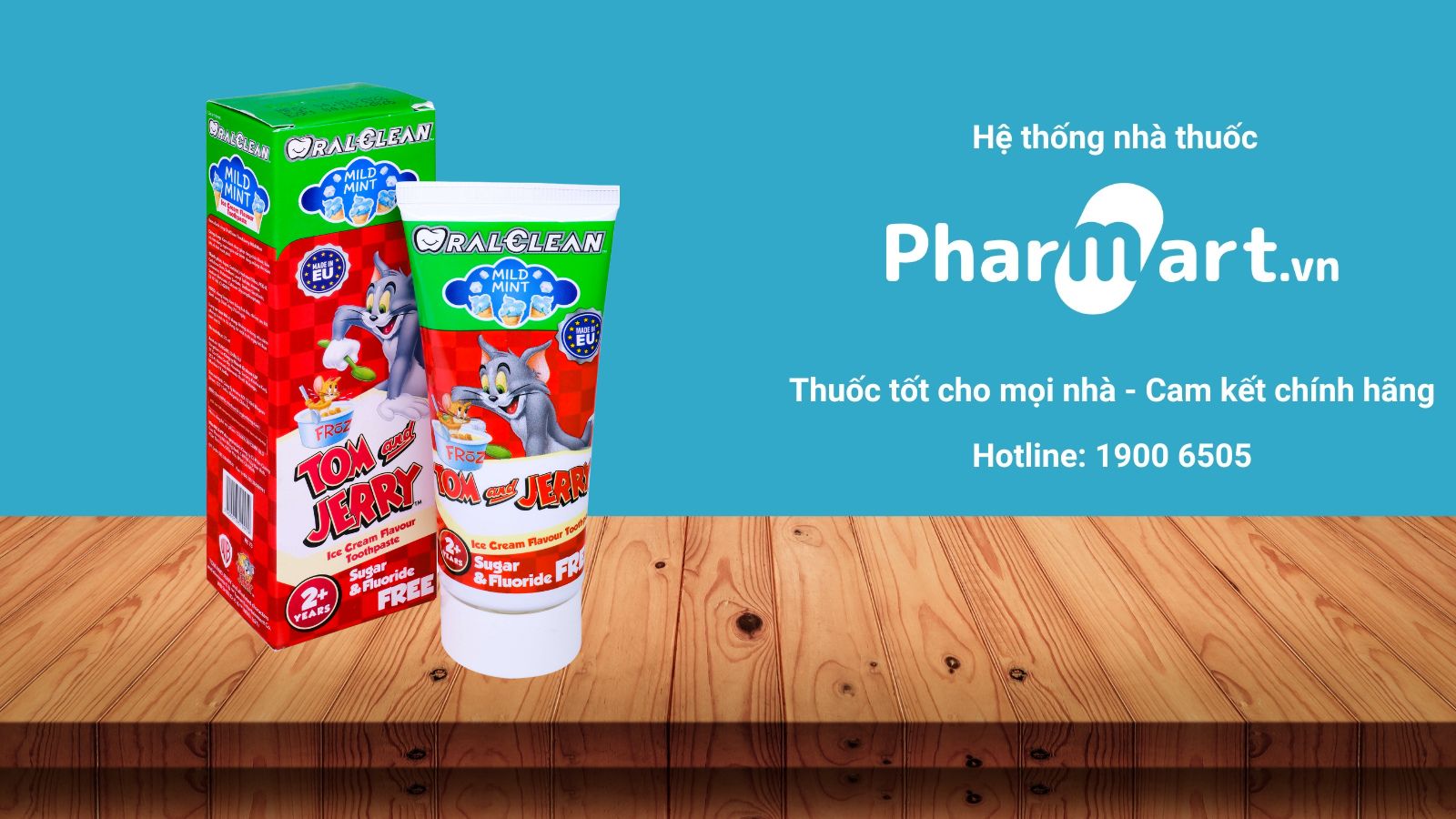 Kem đánh răng Tom&Jerry với hương bạc hà dịu nhẹ, phù hợp cho bé