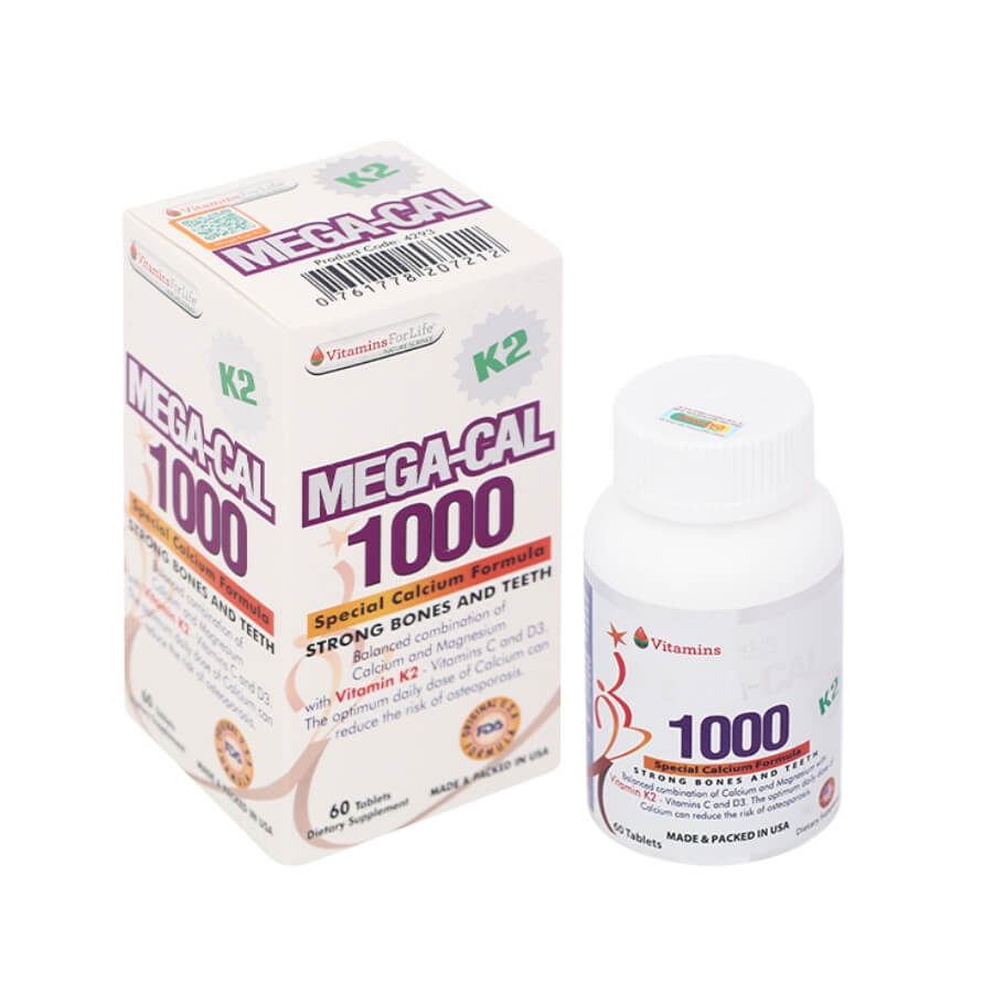 Mega Cal K2 – Bổ sung canxi, giúp xương chắc khỏe