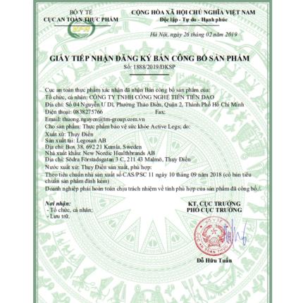 Giấy công bố sản phẩm Active Legs
