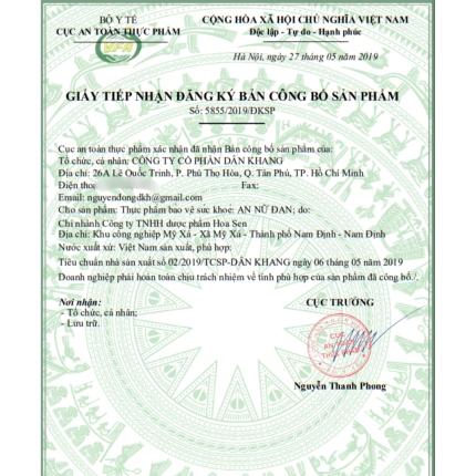 Giấy đăng ký công bố sản phẩm An Nữ Đan