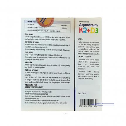 Aquadreim K2+D3 - Giúp trẻ ăn ngon, tăng cường hấp thu