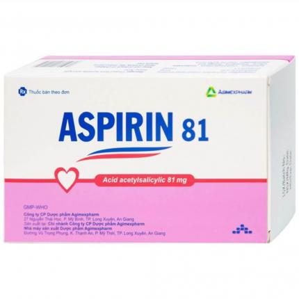 Aspirin 81mg Agimexpharm - Phòng ngừa nhồi máu cơ tim