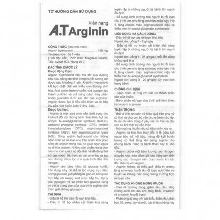 A.T Arginin 400mg - Điều trị các rối loạn khó tiêu