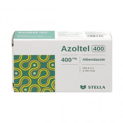 Mặt góc hộp thuốc Azoltel 400mg
