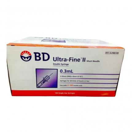 Bơm Tiêm Tiểu Đường Bd Ultra -Fine II 3/10Cc Becton hộp 100 Cây