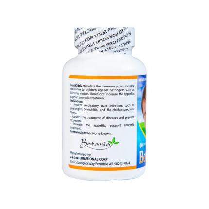 Công dụng của BoniKiddy+ được in trên lọ sản phẩm