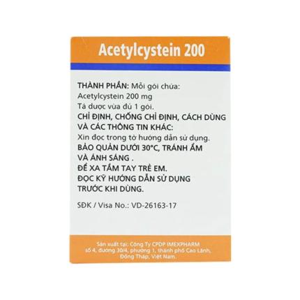 Bột Acetylcystein 200mg Imexpharm 30 gói 