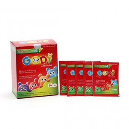 Cốm vi sinh Godi của Công ty TNHH Tư vấn Y dược Quốc tế sản xuất.