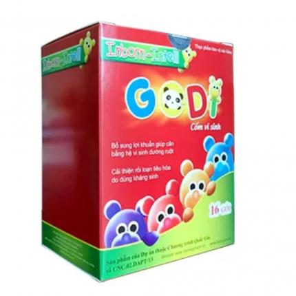 Cốm vi sinh Godi giúp cải thiện tiêu hoá ở trẻ em.