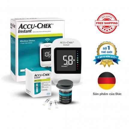 Combo Máy đo đường huyết + 25 que thử Accu Chek Instant (đơn vị mmol/l)