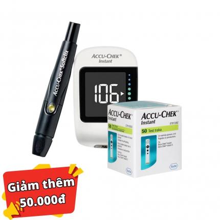 Combo Máy đo đường huyết + 50 que thử Accu Chek Instant