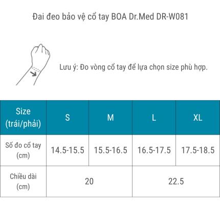Đai đeo Bảo Vệ Cổ Tay BOA Dr Med DR W081