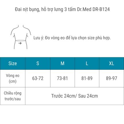 Đai Nịt Bụng, Hỗ Trợ Lưng 3 Tấm Dr Med DR B124