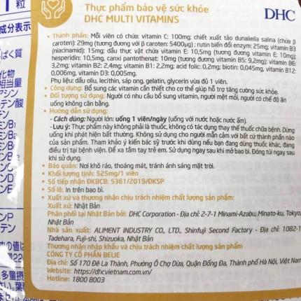 thanh phan va huong dan su sung tieng Viet DHC multi vitamins
